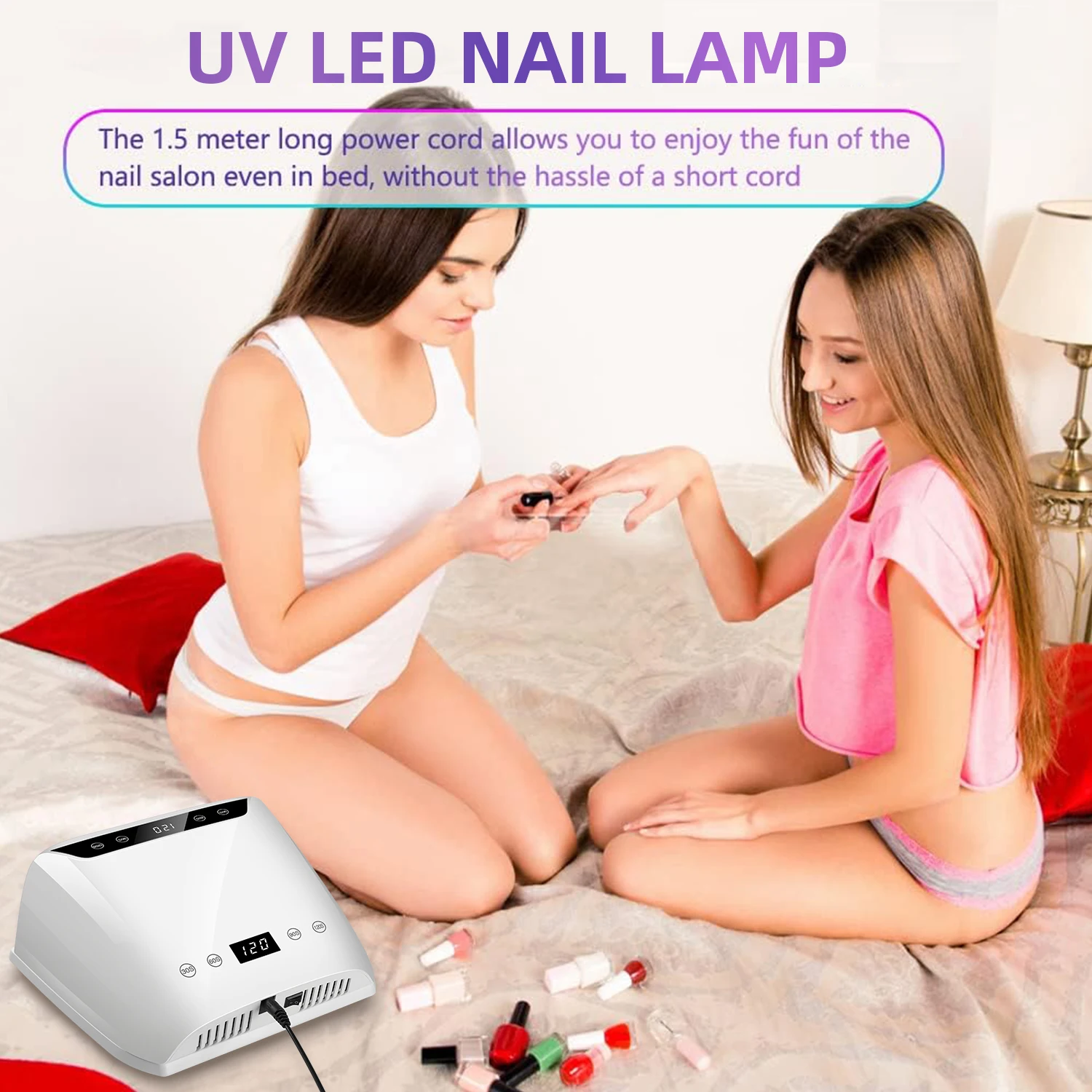 320 W grote ruimte UV LED-nagellamp voor manicure drogen gel nagellak 72 LED nageldroger met twee LCD-schermen nagelsalon gereedschap