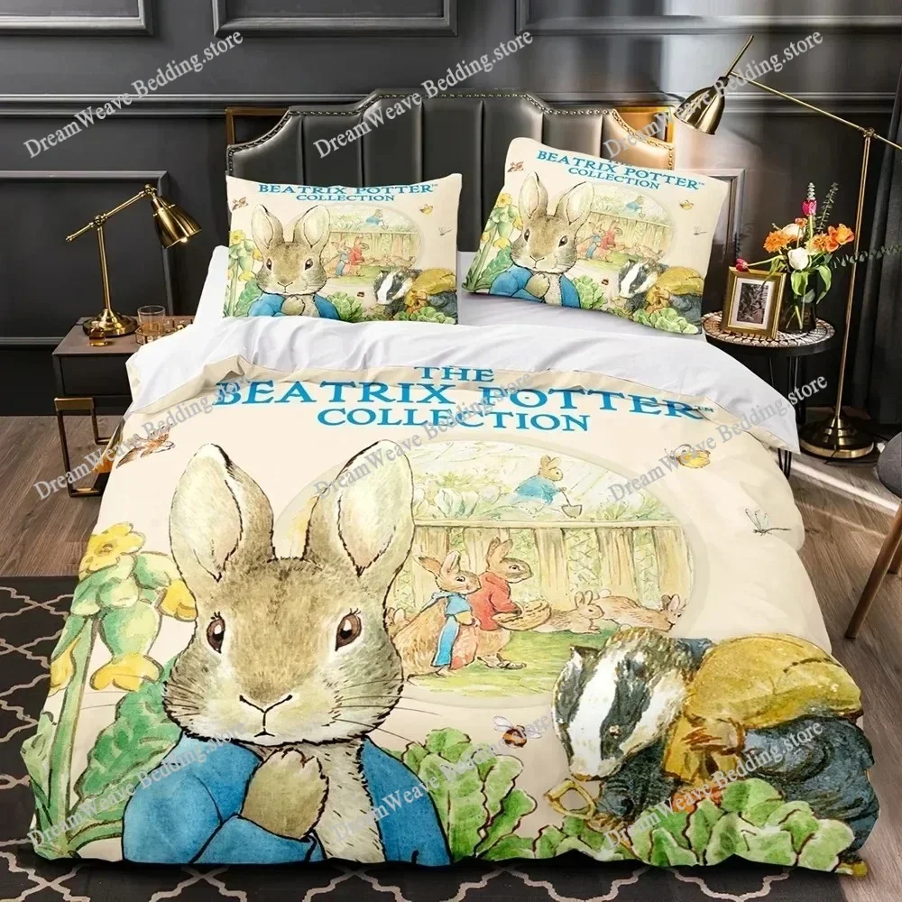 3D Printed Anime Peter The Rabbit Bedding Set Boys Girls Twin Queen Size Duvet Cover Pillowcase Bed Kids Adult Home Textile96396