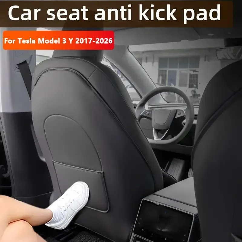 

Car Seat Back Protective Mat For Tesla Model 3 / Y Full Seat Anti Kick Pad Leather Anti Scratch Protector Mats Car Accessories
