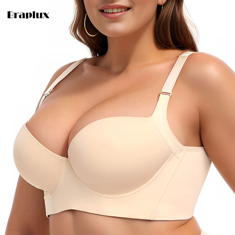 4Xl 5Xl 6Xl Plus Size Bras For Women Big Busted With Wire Padded Big Size Bra Balconette Push Up Bra Wide Side Band Back Support