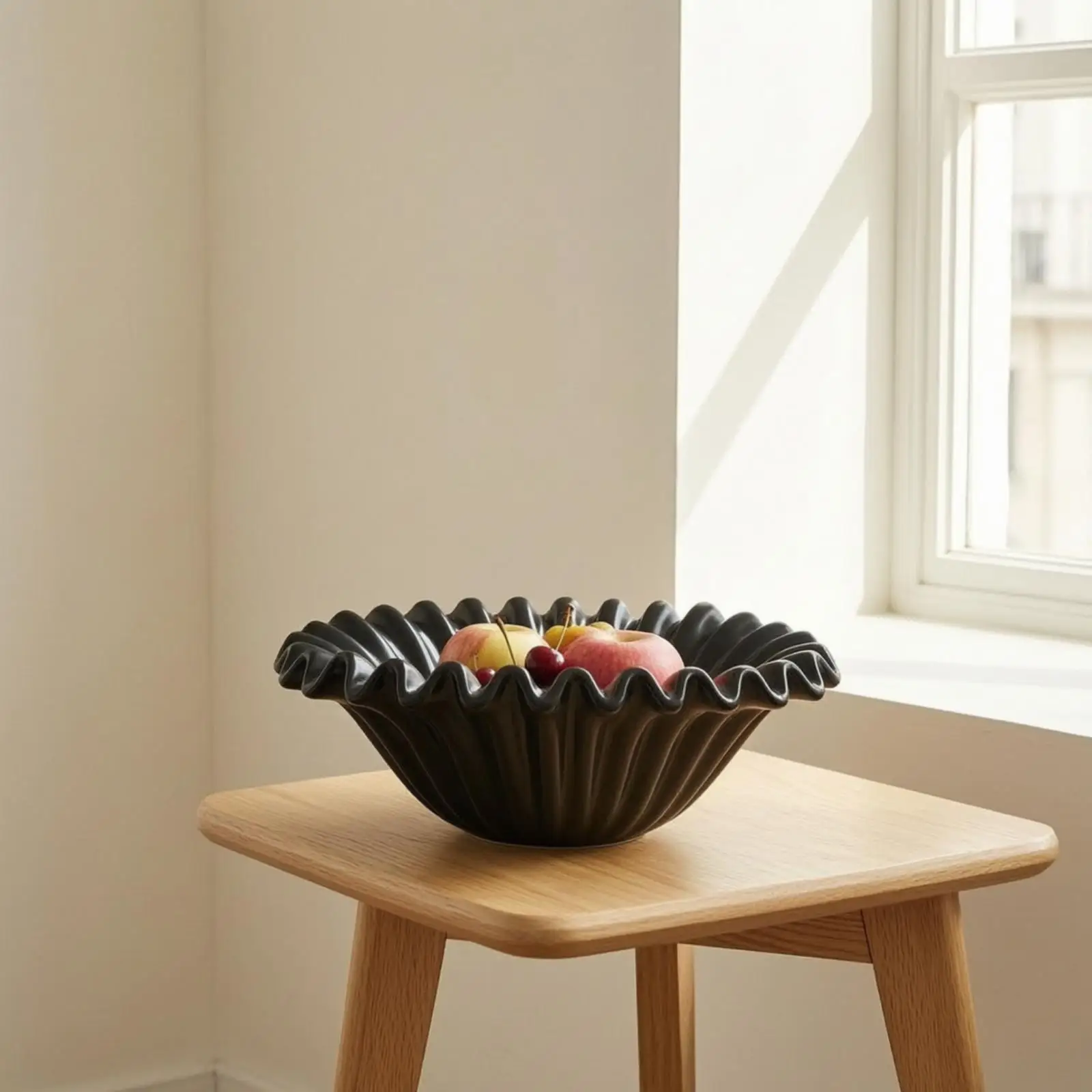 Industrial Bowl Sturdy Ceramic Pedestal Bowl Decorative Centerpiece for Entryway Console or Living Room Table