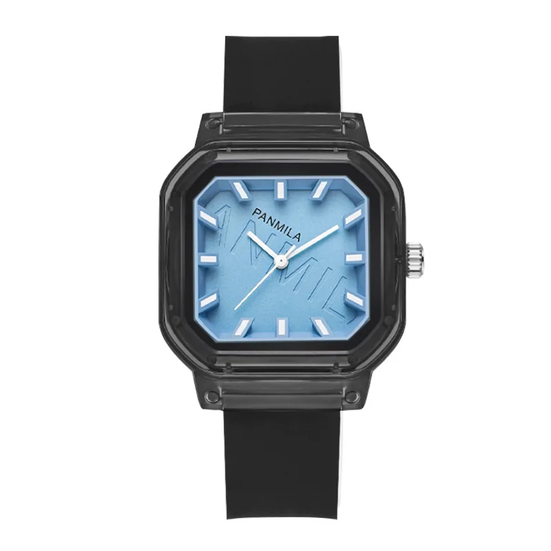 

Korean Style Women'S Casual Silicone Strap Student Simple Square Watch Fashion EverydayQuartz Watch Exquisite Women'S Wristwatch