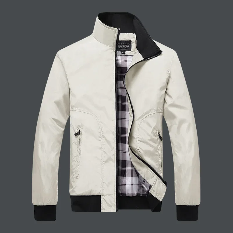  Autumn Man Jacket Simple Fashion Solid Color Stand Colar Male Baseball Uniform Coat Long Sleeve Breathable Men Outerwear