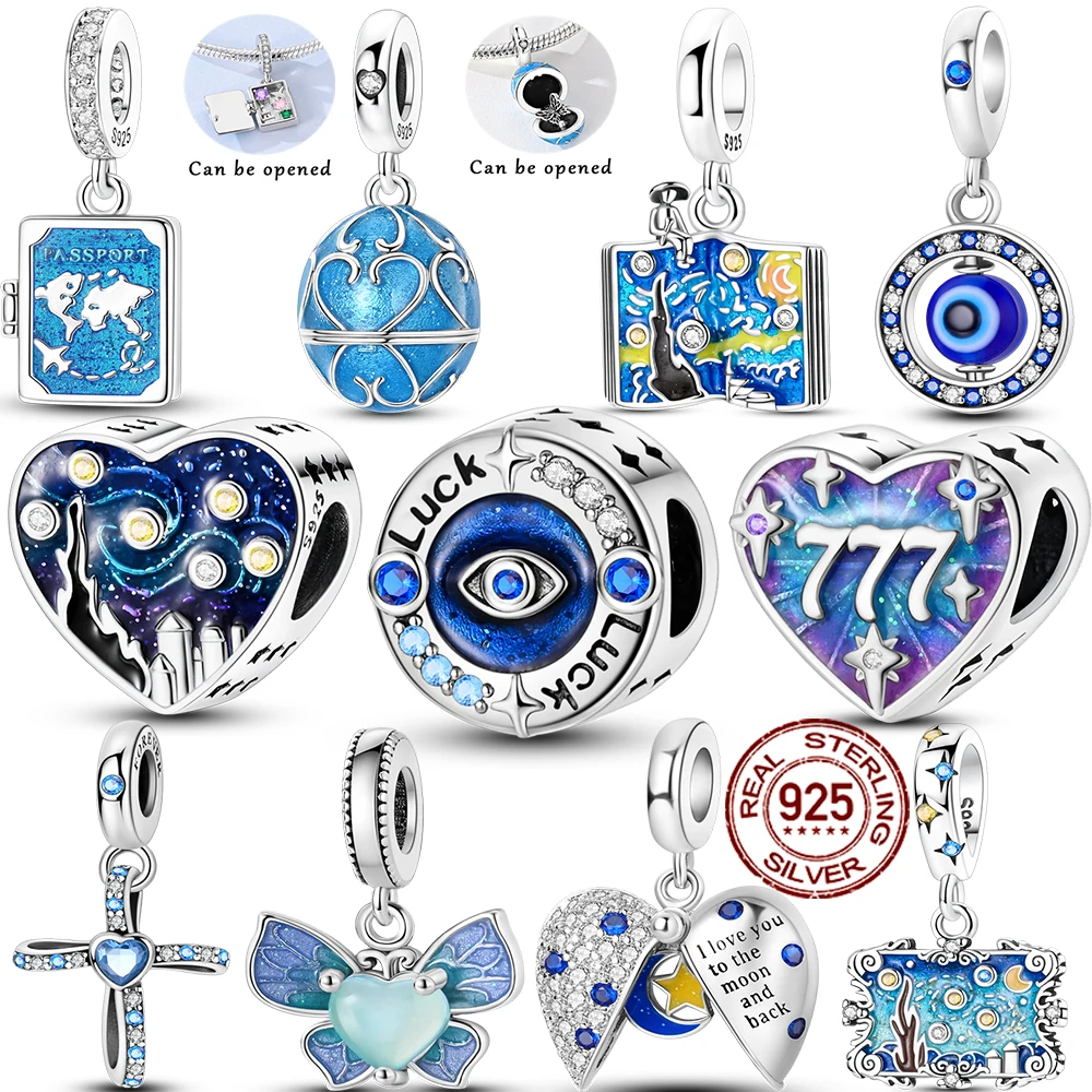 

Горячая распродажа: Оригинальные шармы из серебра 925 пробы, синие бусины с изображением звезды Ван Гога, подходят для браслетов и подвесок, DIY, для женщин, изысканные украшения.