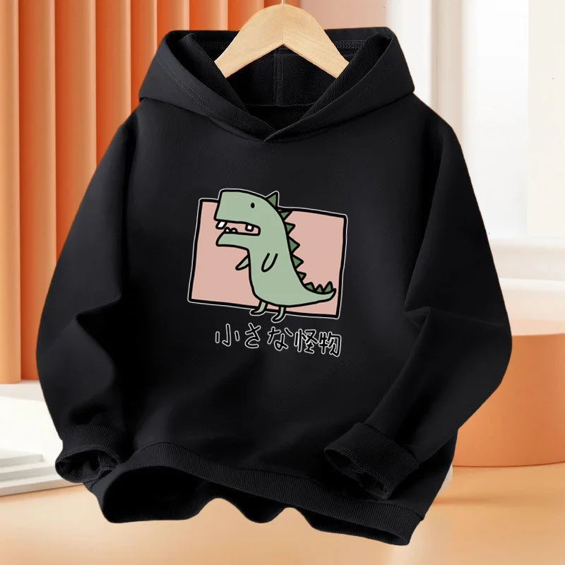 Kawaii Dinosaur Cute Anime Hoodie Kids Funny Cartoon Pullover Sweatshirt Streetwear Boys Thin Graphic Hoody