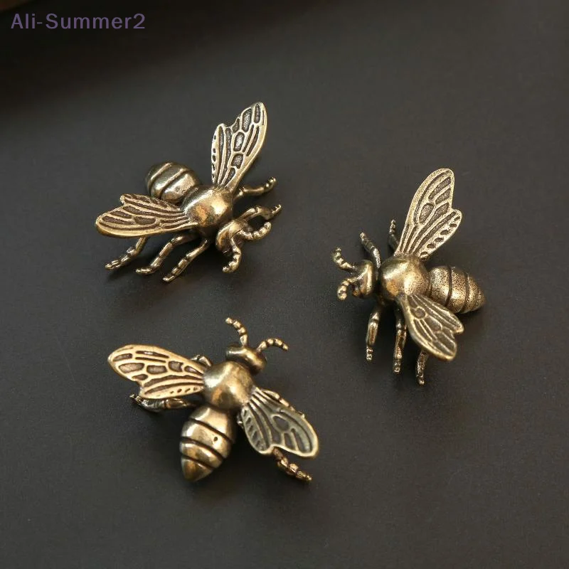 Vintage Messing 1 Stück/2 Stück Mini-Bienen-Sammelfiguren – handgefertigte antike Schreibtischdekorationen – ideales Geschenk für Heimbüro-Sammler