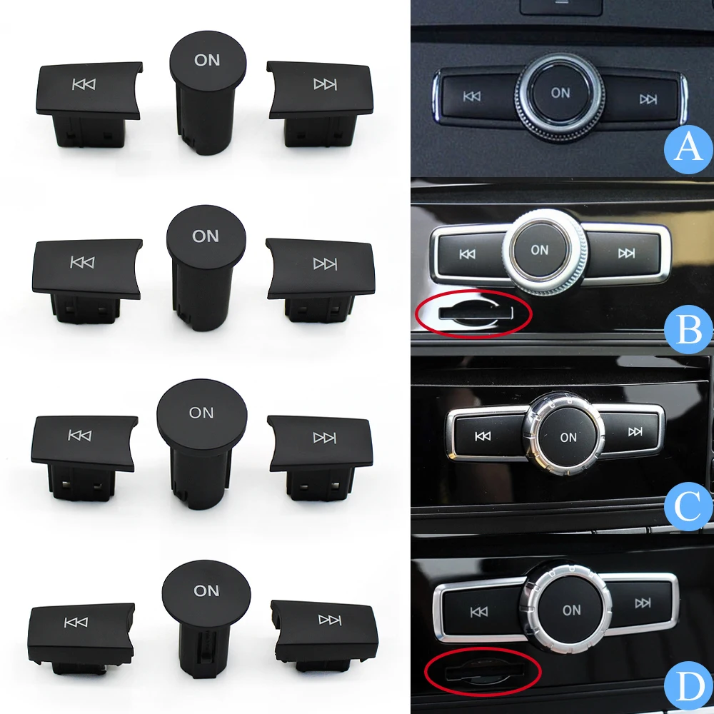3PCS Front Dashboard  Console Radio CD Player Button Knob Switch Cap For Mercedes Benz W204 X204 W166 W212 W207 W218 W117 W176