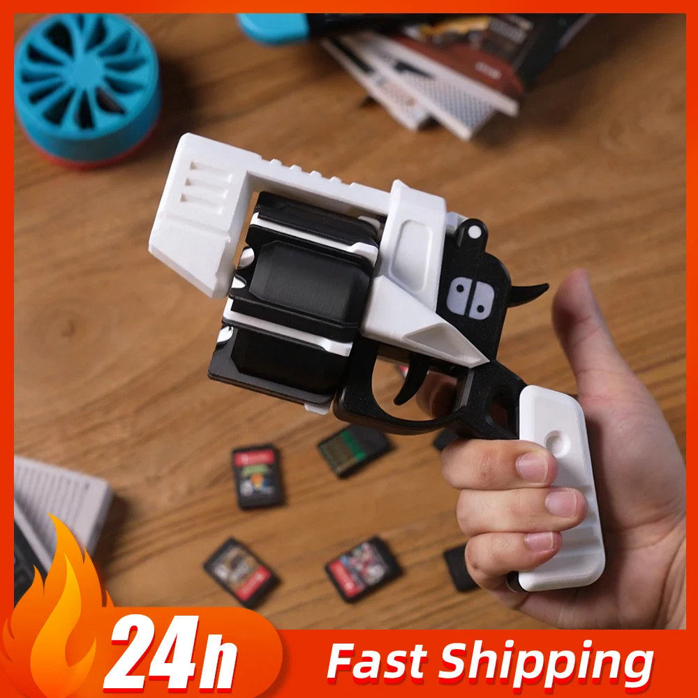 Switch Cartridge Storage Revolver Toy Gun PortableGame Card Case Storage Box Fun Board Game Accessories Ornament Creative Gift
