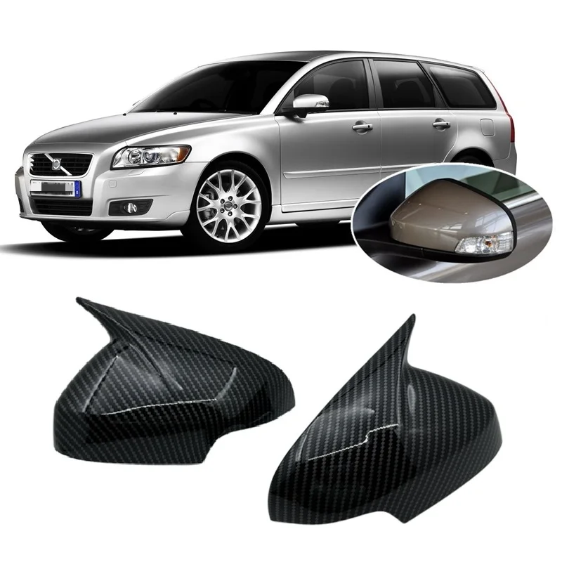

Для Volvo V50 MW 2007-2012 Личная подтяжка лица, глянцевый черный или углеродное волокно, звуковой сигнал с гидропоры, стильная крышка бокового зеркала, наклейка на крышку