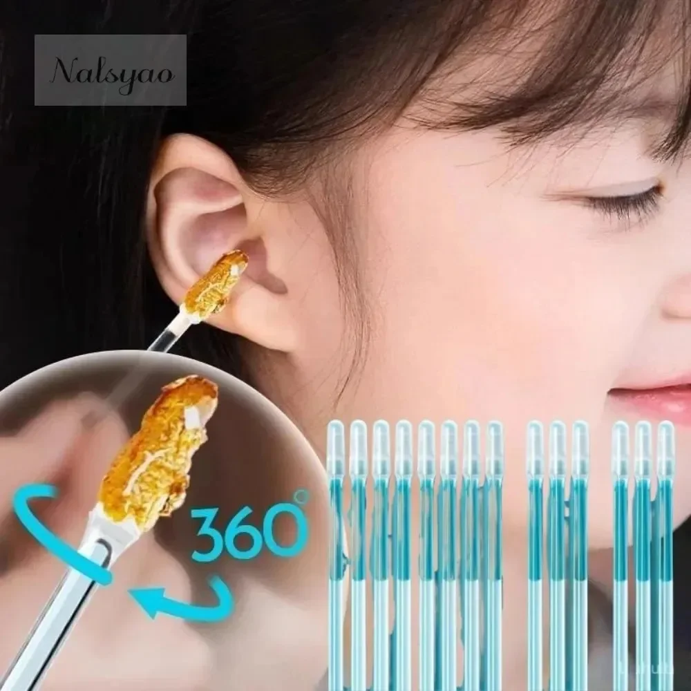 24Pcs Disposable Silicone Ear Wax Remover Sticky Ear Pick for Kids Adults S/L Size Ear Cleaner Reusable Adhesive Earpick Tool