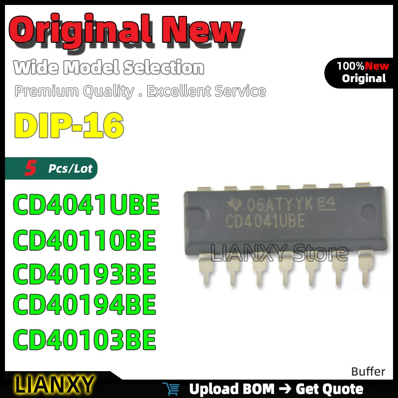 5pcs DIP-16 CD4041UBE CD40110BE CD40193BE CD40194BE CD40103BE Buffer New Original