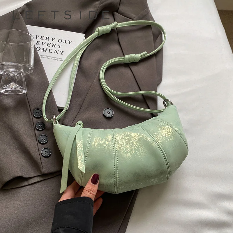 Solid Color Crossbody Bags for Women 2024 Summer Korean Fashion Green Handbags and Purses PU Leather Small Shoulder Bag