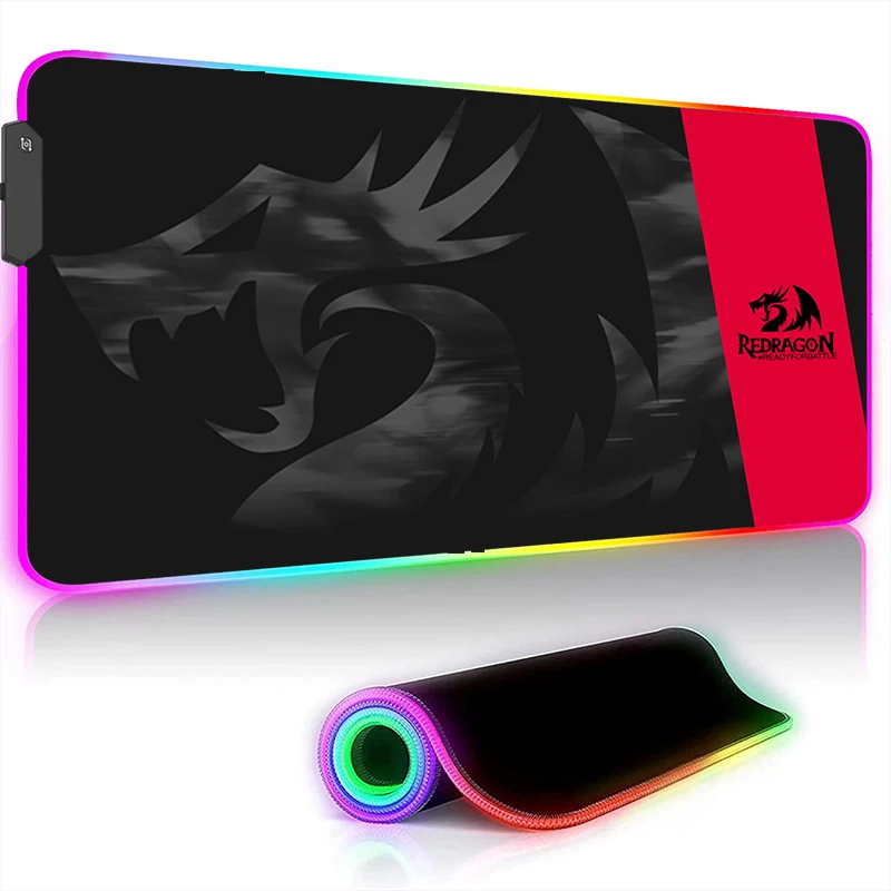 Redragon RGB LED Gaming Mouse Pad Rug Cool Anti-skid Keyboard Mat Computer Desk Accessories Mousepad Luminous Laptop Game Mats