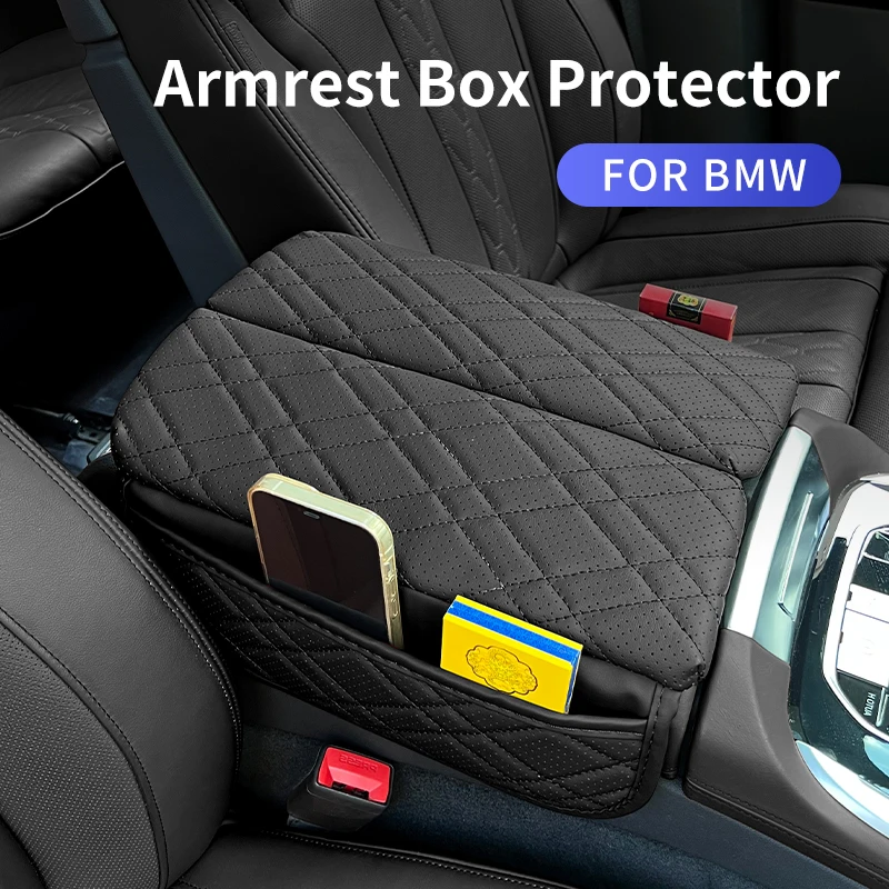 Car Center Console Armrest Protector Cover Pad PU Leather With Storage Accessory For BMW 5 Series 6GT 7 Series G30 G32 G11 G12