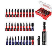 Geinxurn 32PCS S2 Steel Impact Screwdriver Bits Set, PH/SL/SQ/Torx Muliti Insert Bits Tips Set with Bit Holder and Adapter(Case)