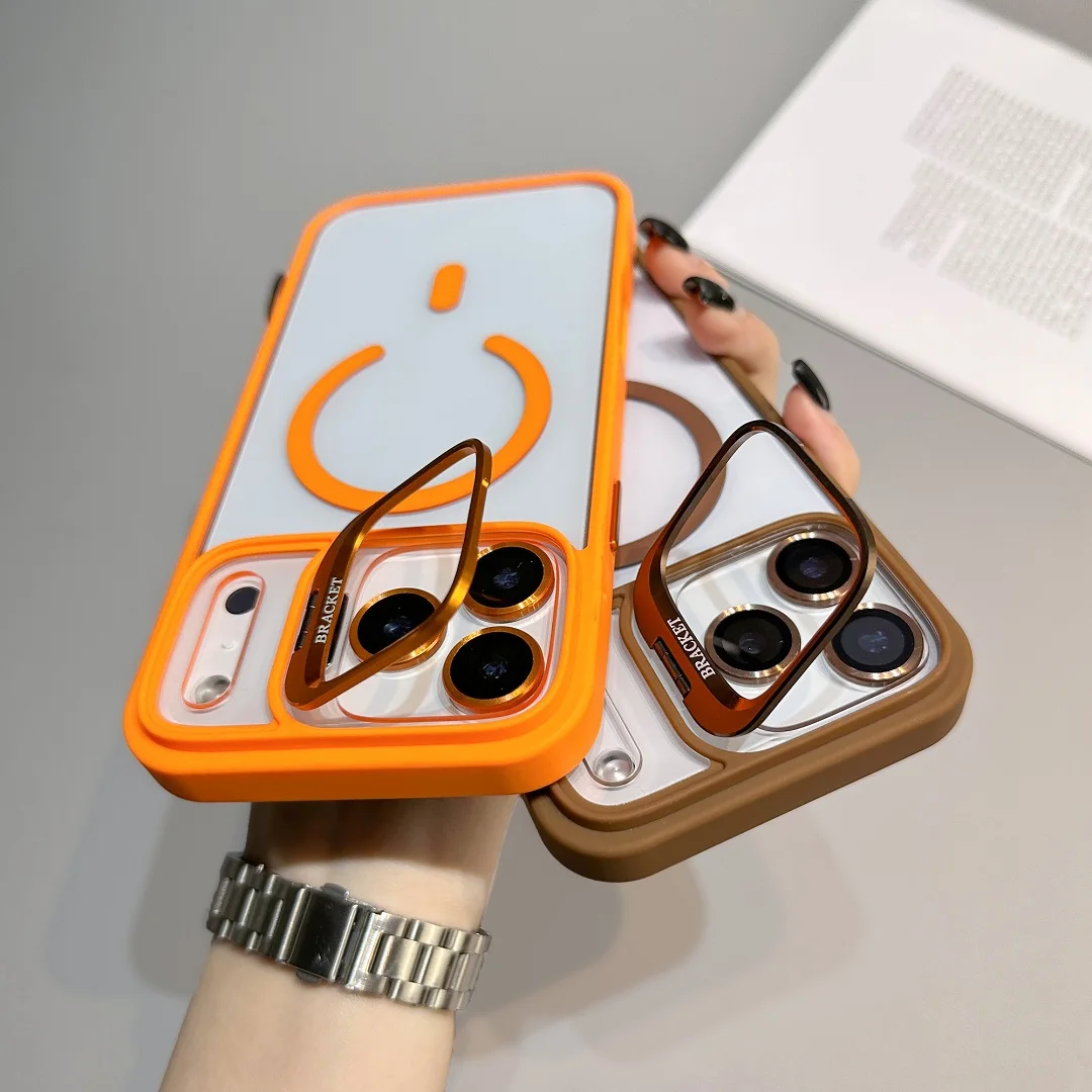 Custodia con staffa ad alto costo per iPhone 17 Air 16 15 14 13 12 11 Pro Max Plus Cavalletto con copertura di ricarica wireless magnetica
