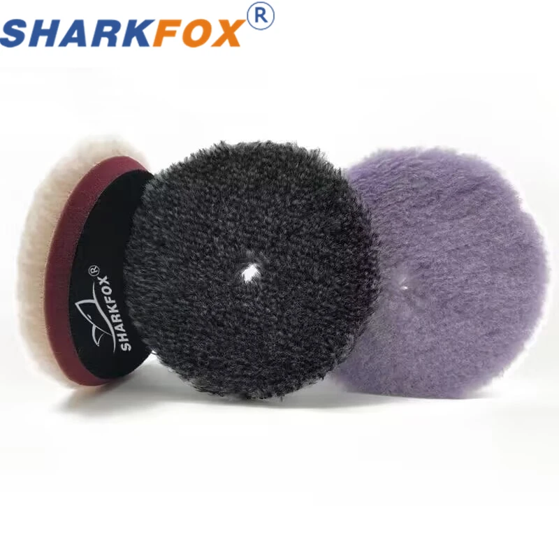 Sharkfox-Almofada De Polimento De Lã Para Corpo De Carro, Almofada De Polimento De Roda, Alta Densidade, Lã De Cordeiro, Cor Mistura, 5 Em, 6 Em,