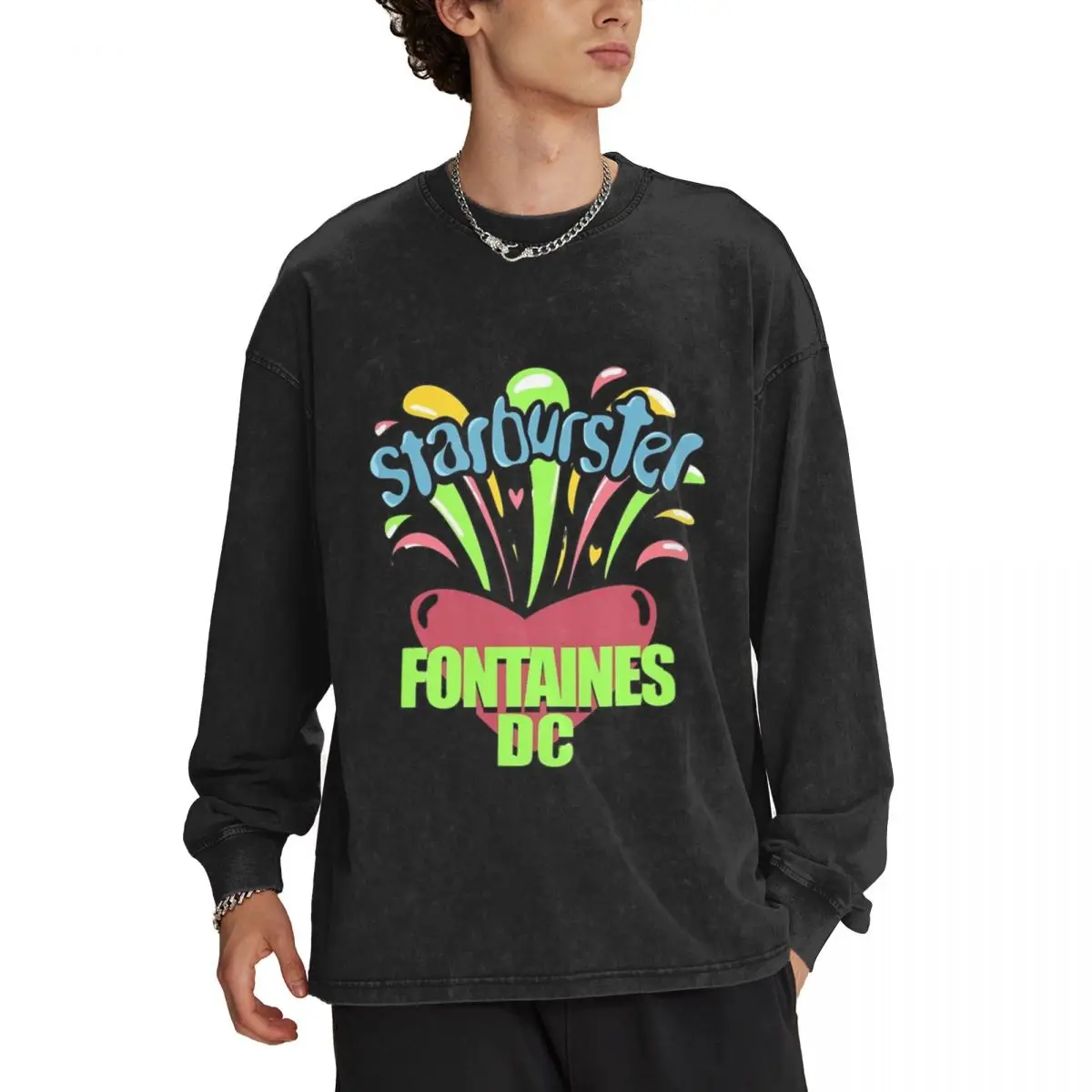 Men's Classic Retro Long Sleeve T-Shirt Fontaines_DC_Starburste Breathable and Trendy Design for a Timeless Look