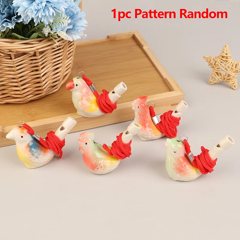 1Pc Random Coloured Drawing Water Bird Whistle Ceramic Water Bird Whistle Musical Instrument Cute Outdoor Team Sports Whistle