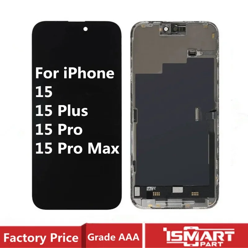

Для iPhone 15 Pro ЖК-дисплей 15 Pro Max, 3D сенсорный дигитайзер в сборе, 15 Plus, мягкий OLED для iPhone 15 Pro, замена экрана Incell