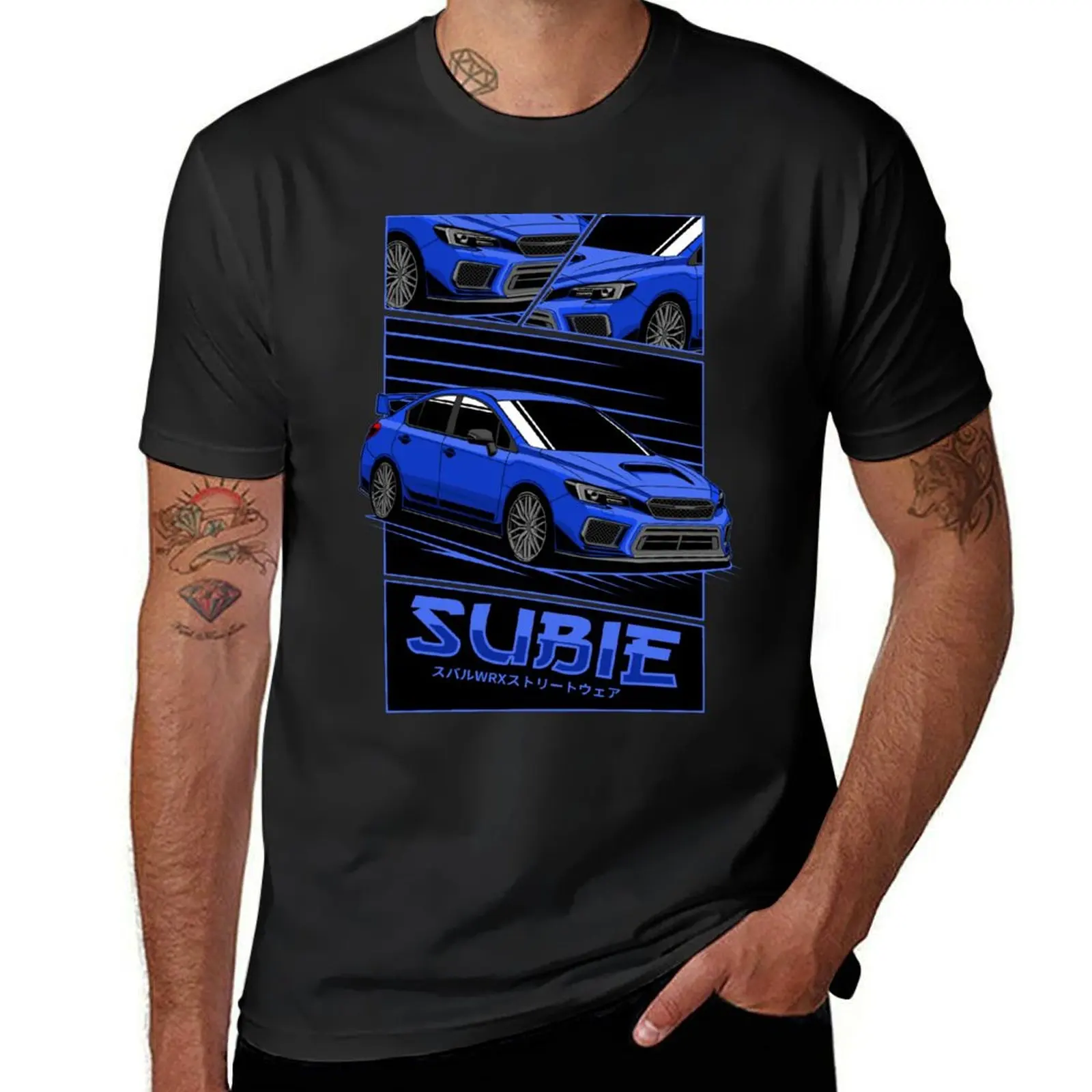 

Синяя футболка в стиле аниме subie, быстросохнущая Мужская хлопковая футболка из аниме под заказ