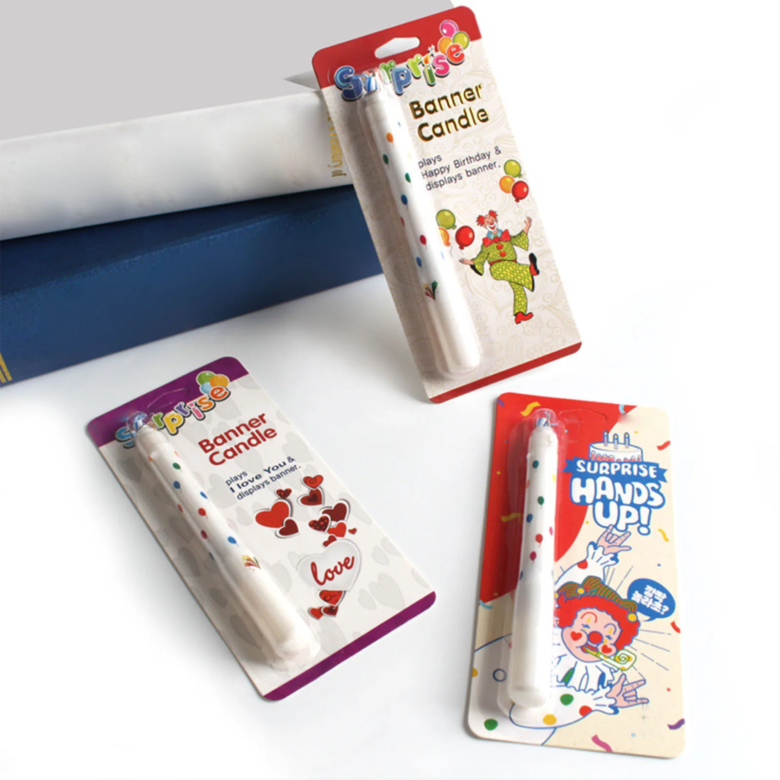 Clown Banner Birthday Candle Classic Clown Pattern Banners Decorate Candles for Party and Festival Decoration