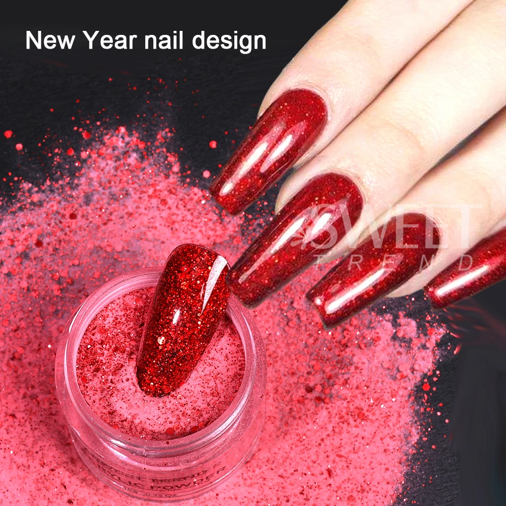 6 قطعة عيد الميلاد الاكريليك مسمار مسحوق 10 جرام 3IN1 تمديد/نحت/غمس مسحوق الكريستال لخريف شتاء السنة الجديدة مانيكير ديكور