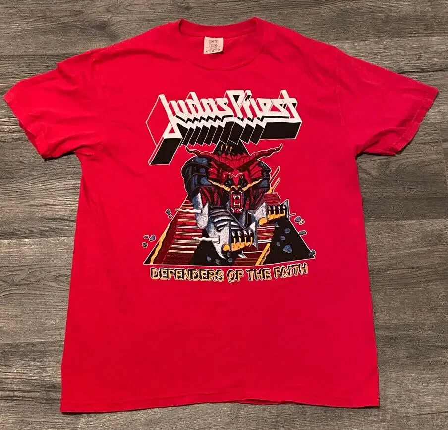 JUDAS PRIEST - DEFENDERS OF THE FAITH 1984 Reissue Tour Shirt Large Red