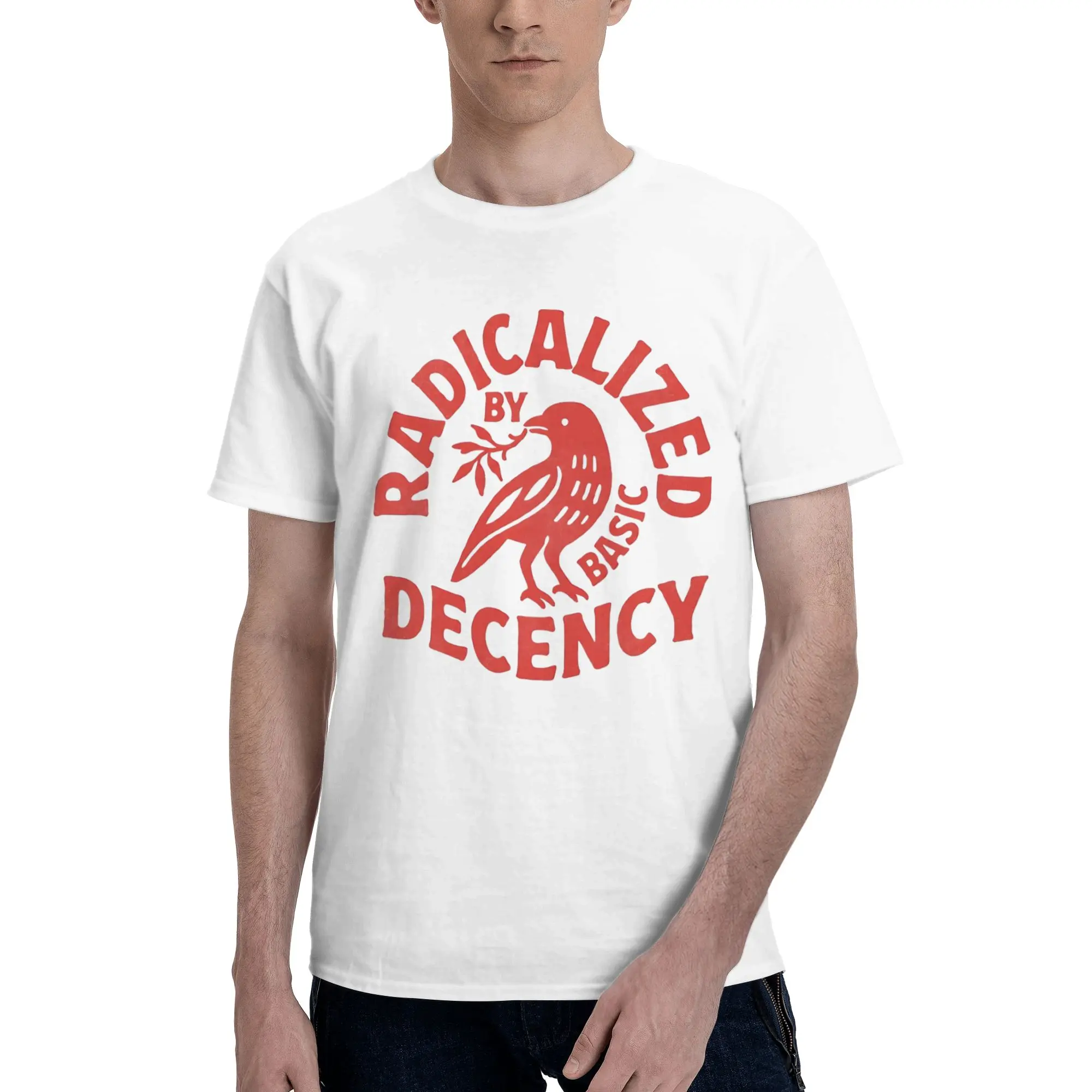 1 Piece Bird Graphic 100% Cotton T-Shirt Radicalized By Basic Decency Tops Tees For Men