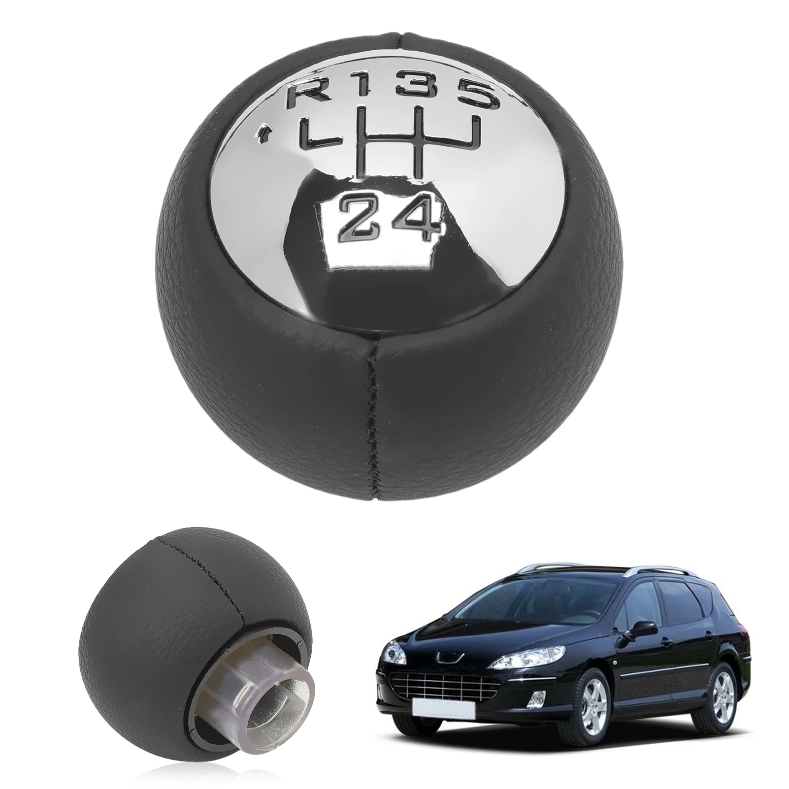 5 Speed Alloy Manual Gear Stick Shift Knob for Expert 2004-2007 for Peugeot 807 2002-2011 Pu Leather