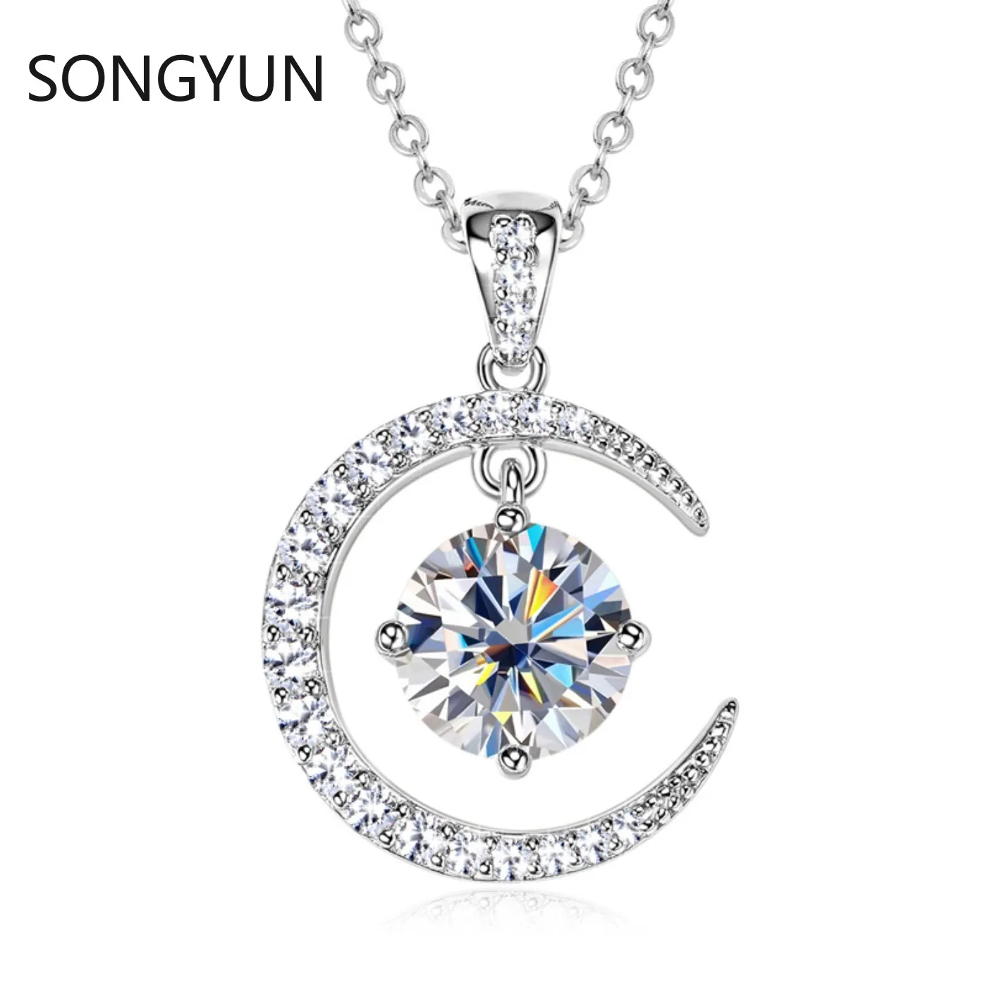 SONGYUN Luxury Jewelry 925 sterling silver Pendant Necklace Women GRA Certificated D Color Moissanite Diamond Necklaces Pendants