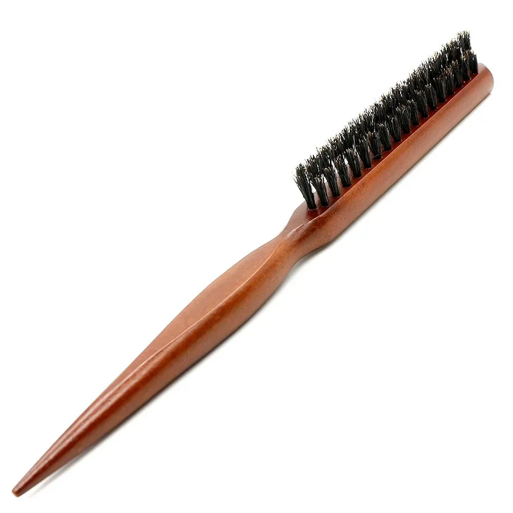 Cepillo de cerdas de jabalí – Cepillo de masaje para el cuero cabelludo antiestático, herramienta profesional para estilistas, mango de imitación de madera