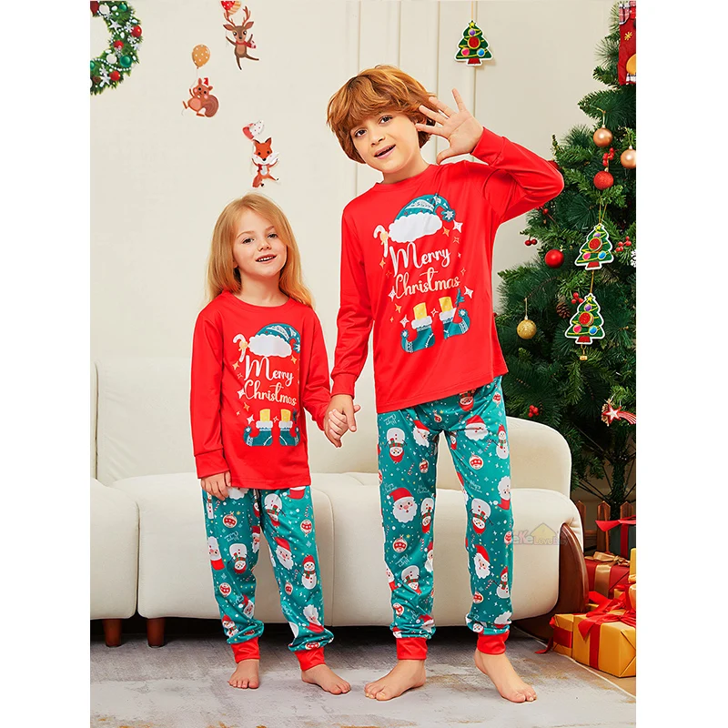 2024 New Christmas Family Outfits Matching Pajamas Adult Kids Pyjamas Clothes Set Baby Rompers Casual Sleepwear Xmas Family Look