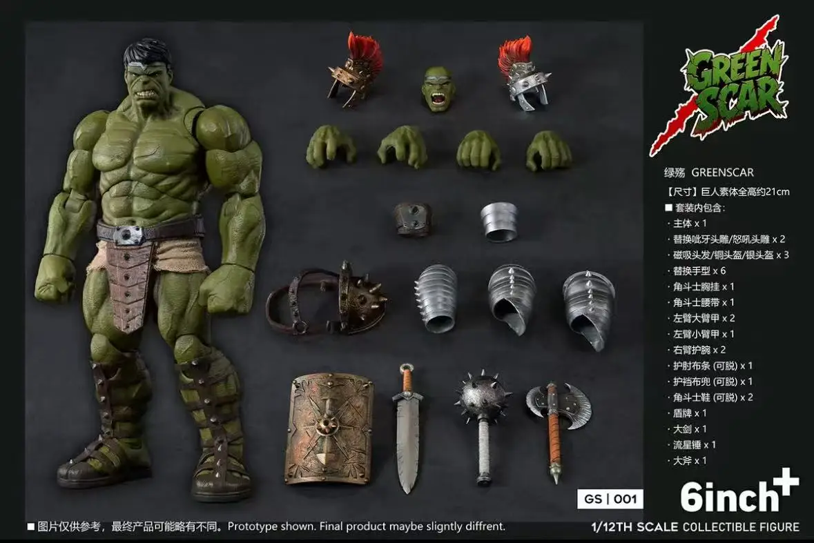 En stock, figura de acción original GREENSCAR GS001 Hulk de 6 pulgadas, juguetes y colección de regalos, pasatiempos para fanáticos