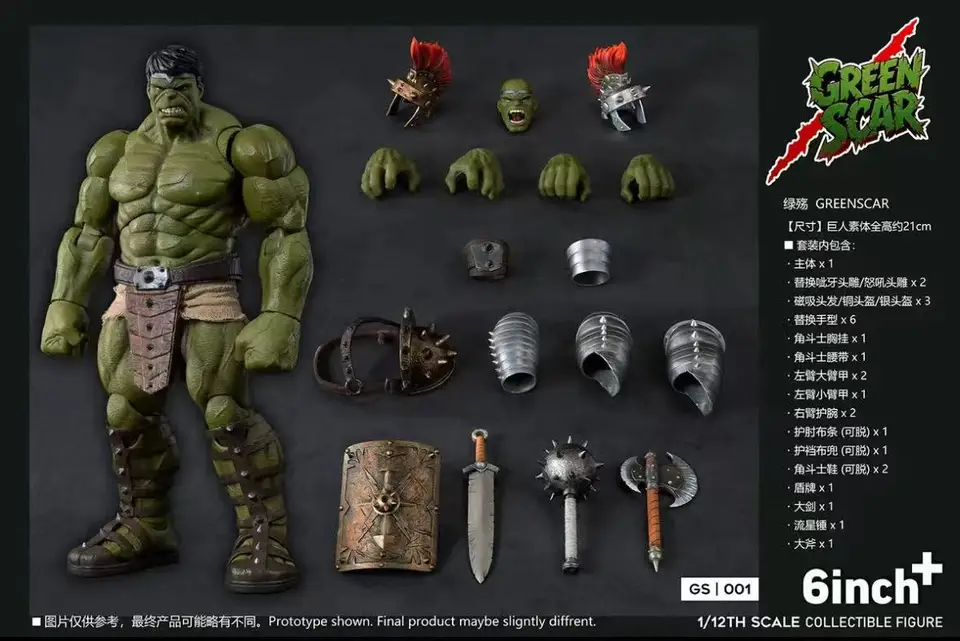 In Stock Original 6inchplus GREENSCAR GS001 Hulk Action Figure