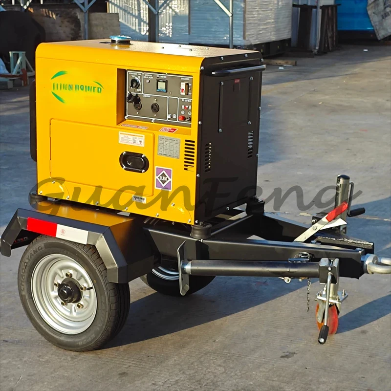 

Бесшумный генератор на прицепе 3 кВт, 5 кВт, 6 кВт, 7 кВт, 8 кВт, 10 кВт, 12 кВт, 15 кВт, мобильный, тихий, с низким уровнем шума