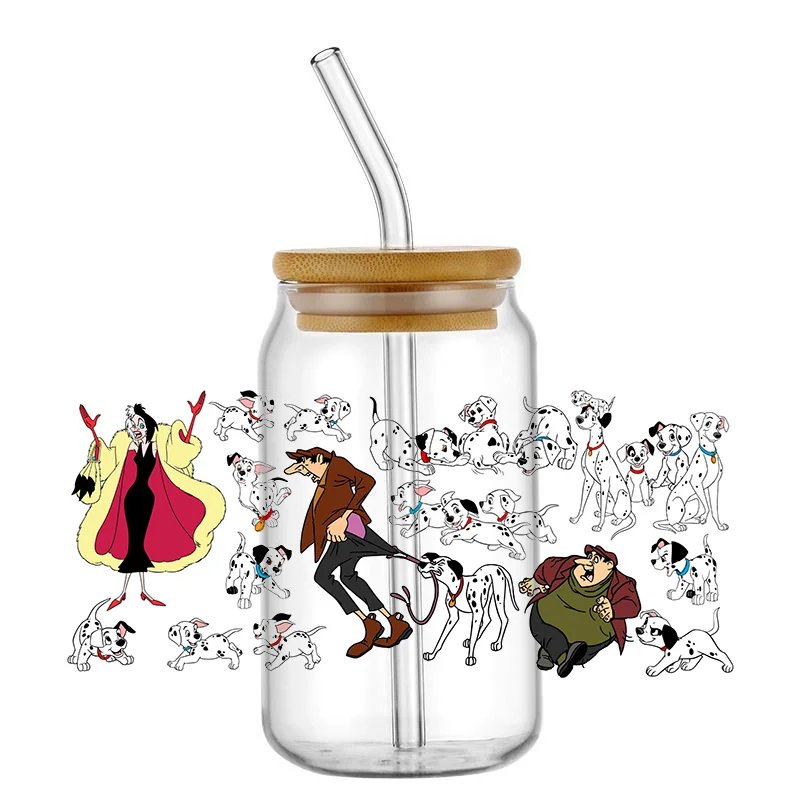 

Cartoon Dog UV DTF Stickers Design Wrap Cups Logo Transfer Stickers 3D Cute Dog Waterproof Stickers Wrap for 16oz Glass Cup