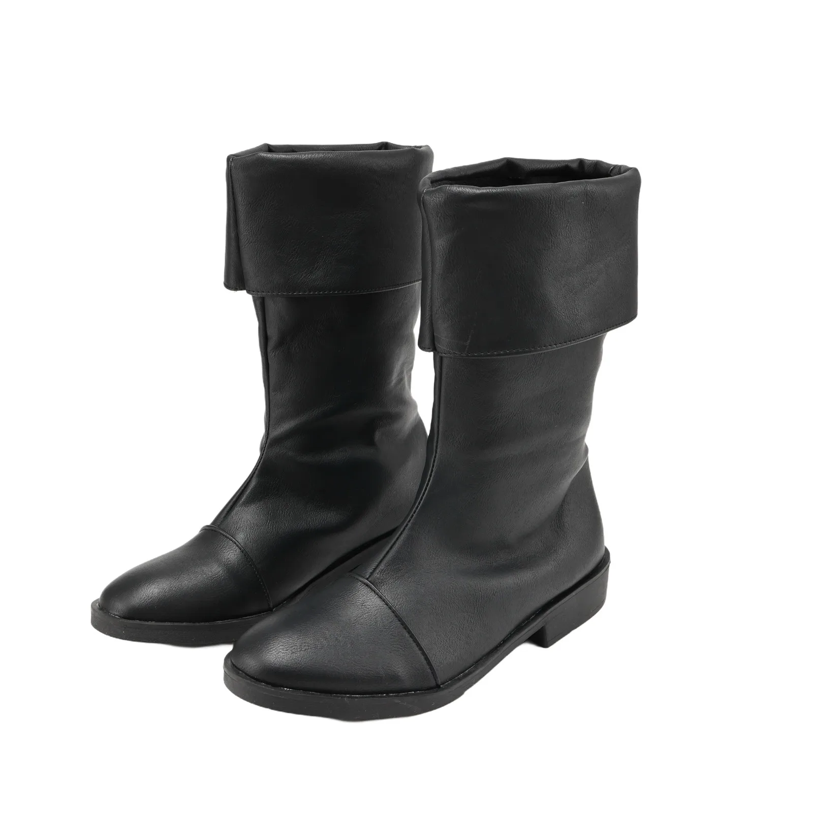 

Men Medieval Viking Pirate Boots Collar Knight Pull On Mid Calf Boots Low Heel Thick Bottom Anti Slip Halloween Costume Shoes