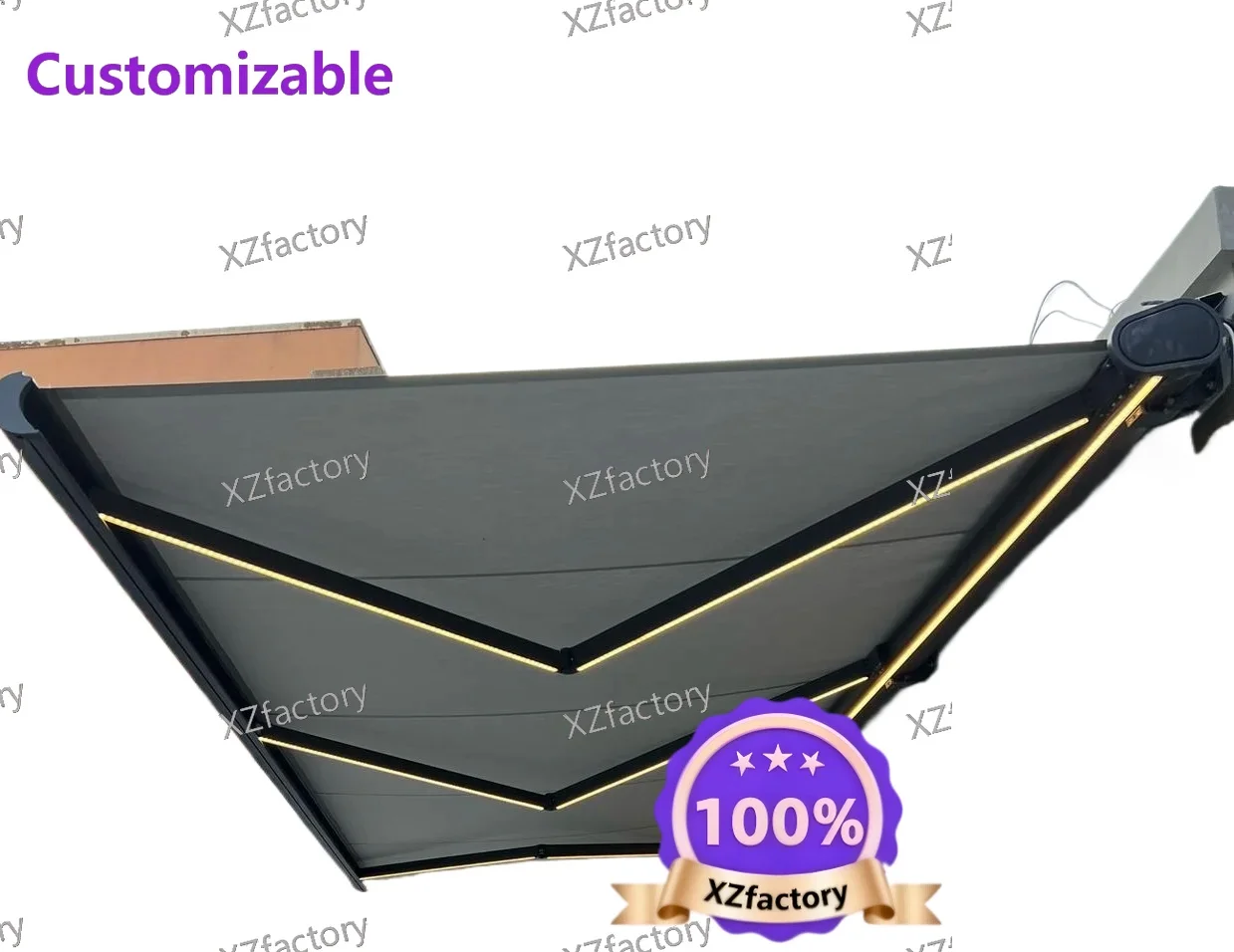 Factory Direct 2026 Top RatedOutdoor Patio Sun Shades Electric Awnings Retractable Canvas Full Box Awning Foldable Arm Polyester