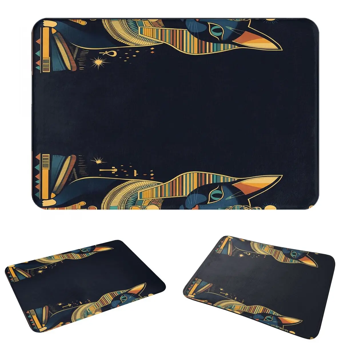 Ancient Egyptian Sacred Cat Pattern Anti-slip Doormat Floor Mat Antiwear Carpet Rug for Kitchen Entrance Home Balcony Footpad