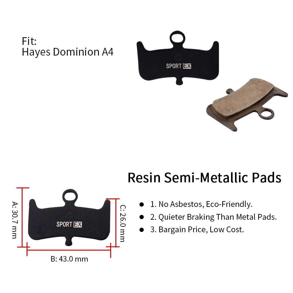 4 Pairs Bicycle Disc Brake Pads for Hayes Dominion A4 Disc Brake,Sport EX HOT