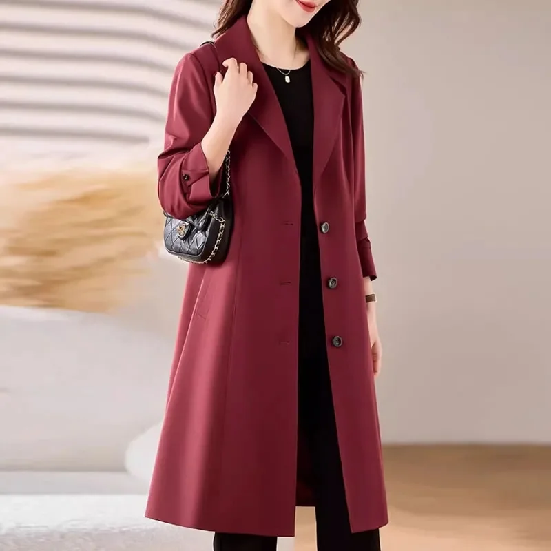 High-Grade Windbreaker Jacket Ladies Spring Autumn 2025New Lining Trench Coat Women Long Temperament Outwear Fashion Outcoat Top