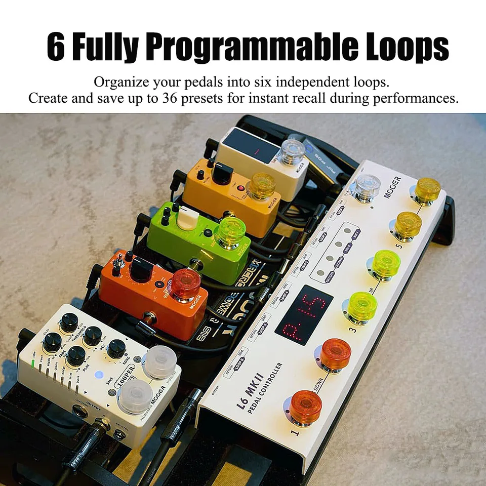MOOER L6 MKII Guitar Pedal Controller–6 Loop Switcher, Live/Play