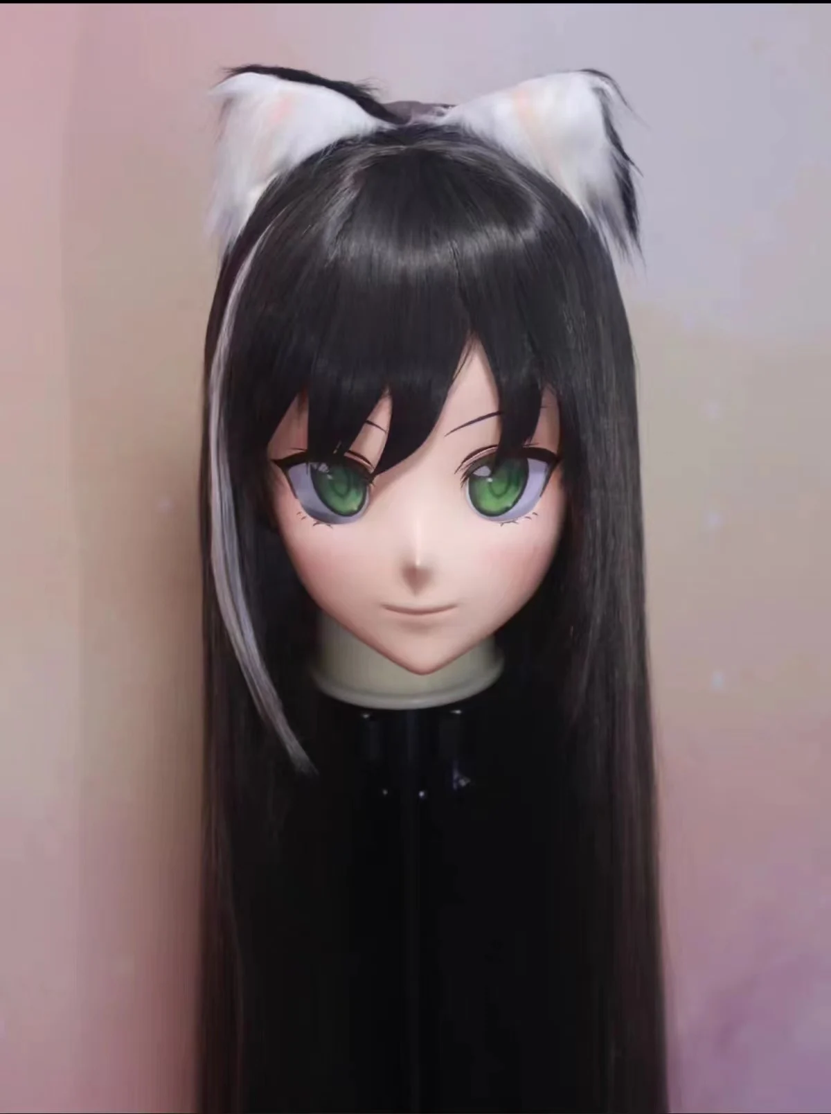 (Mask-008)  Customize Character Female/Girl Resin Kig Half Head With Lock Anime Cosplay Japanese Animego Kigurumi Mask