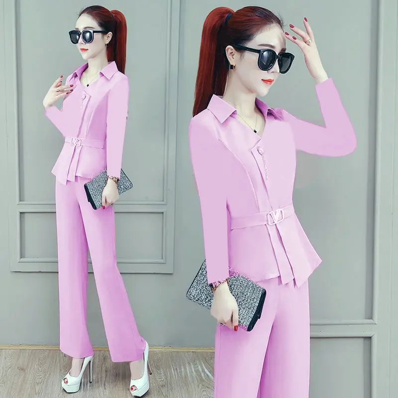 2024 Spring/Summer New Chiffon Wide Leg Pants Two Piece Set for Women's Summer High end Professional Style Celebrity Fashion Set