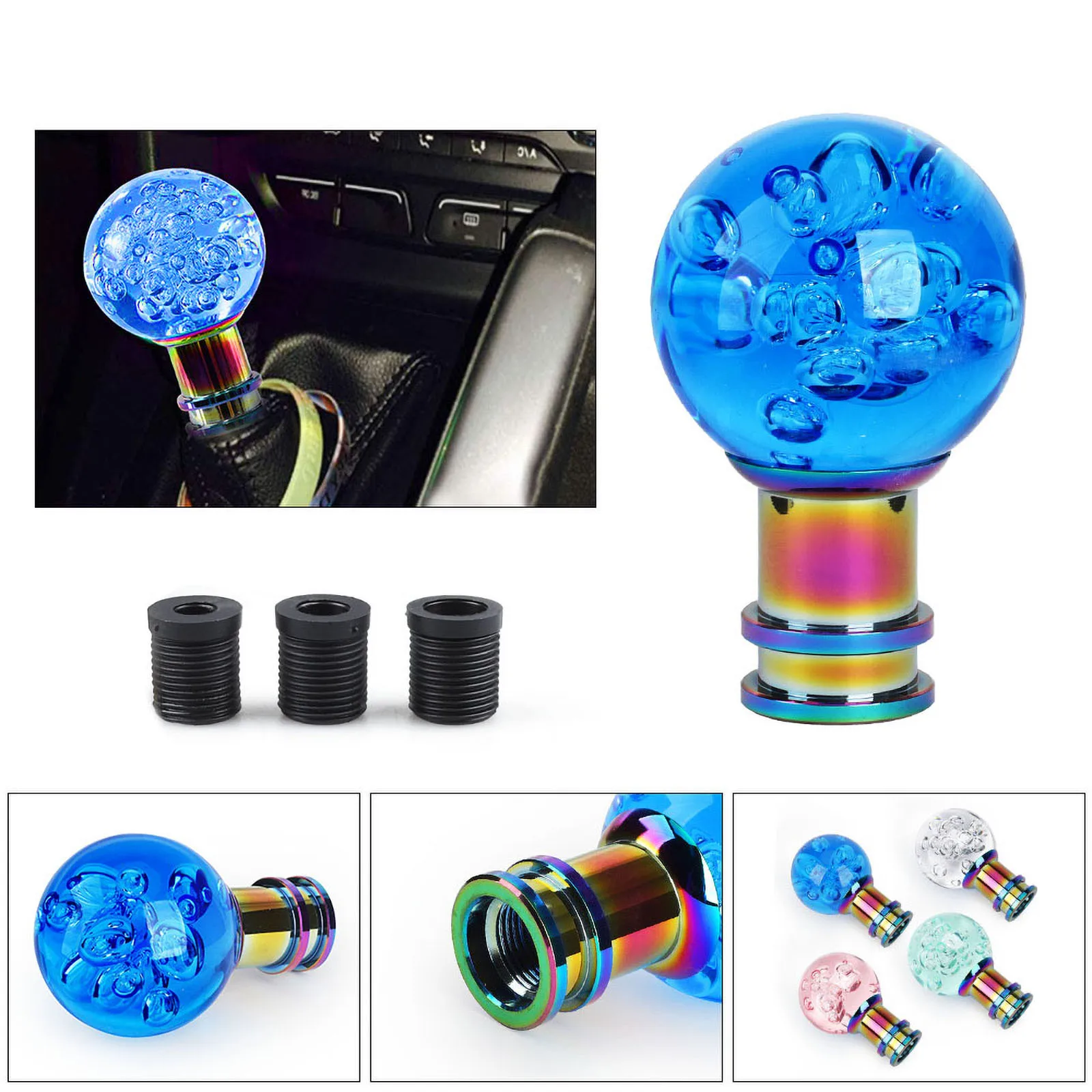 Universal Auto Gear Shift Knob Manual Acrylic Transparent Crystal Acrylic Gear Shifter Head Pink Lever Knob  Car Accessories