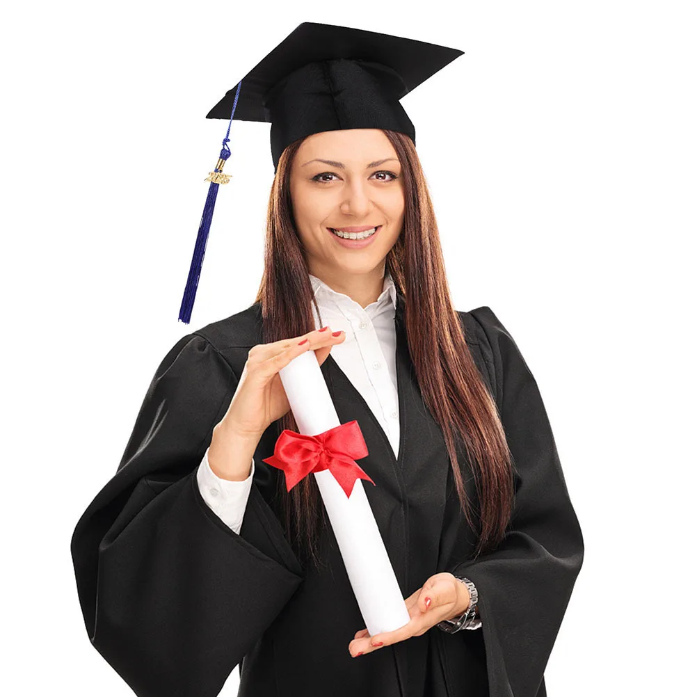 

24 шт. Выпускная шапка с кисточкой, кулон, усиленная металлическая застежка, гладкий полиэстер, выпускные аксессуары, 2025 градуирующая кисточка