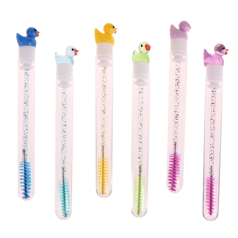Reusable Eyelash Brush Tube Cartoon Duck Shape Disposable Mascara Wands Replaceable Dust-proof Eye Lash Eyebrow Brush Tube