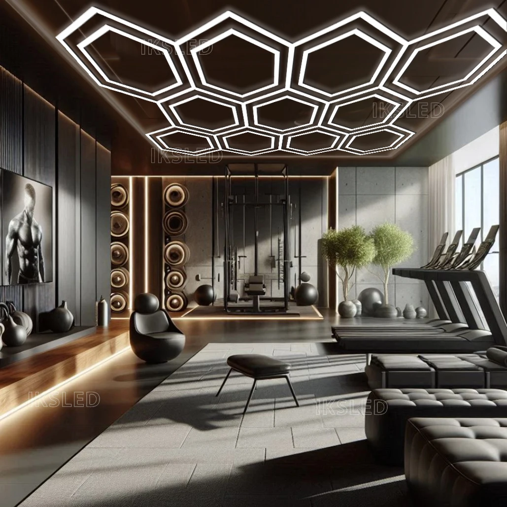 자동차 조명 육각형 허니콤 LED 이발소 작업장 체육관 천장 조명 차고 조명 튜브 조명 자동차 맞춤 제작