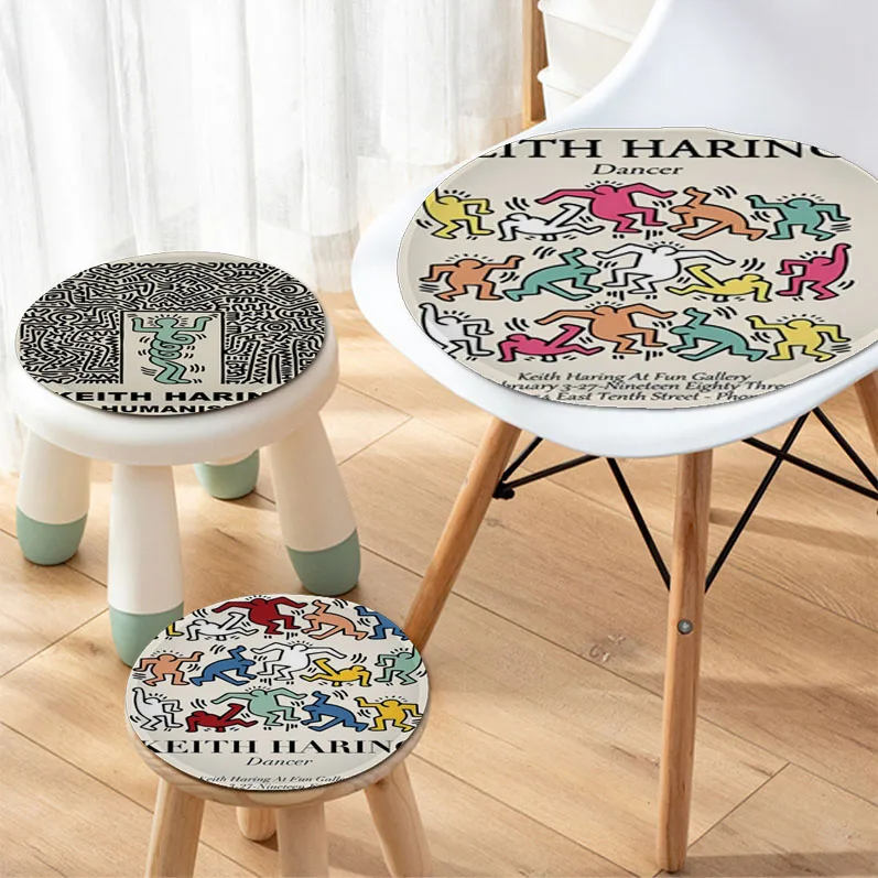 Keith-Haring-Works-Colorful-Print Decorative Chair Mat Soft Seat Cushion For Dining Patio Home Office Indoor Outdoor Garden Sofa